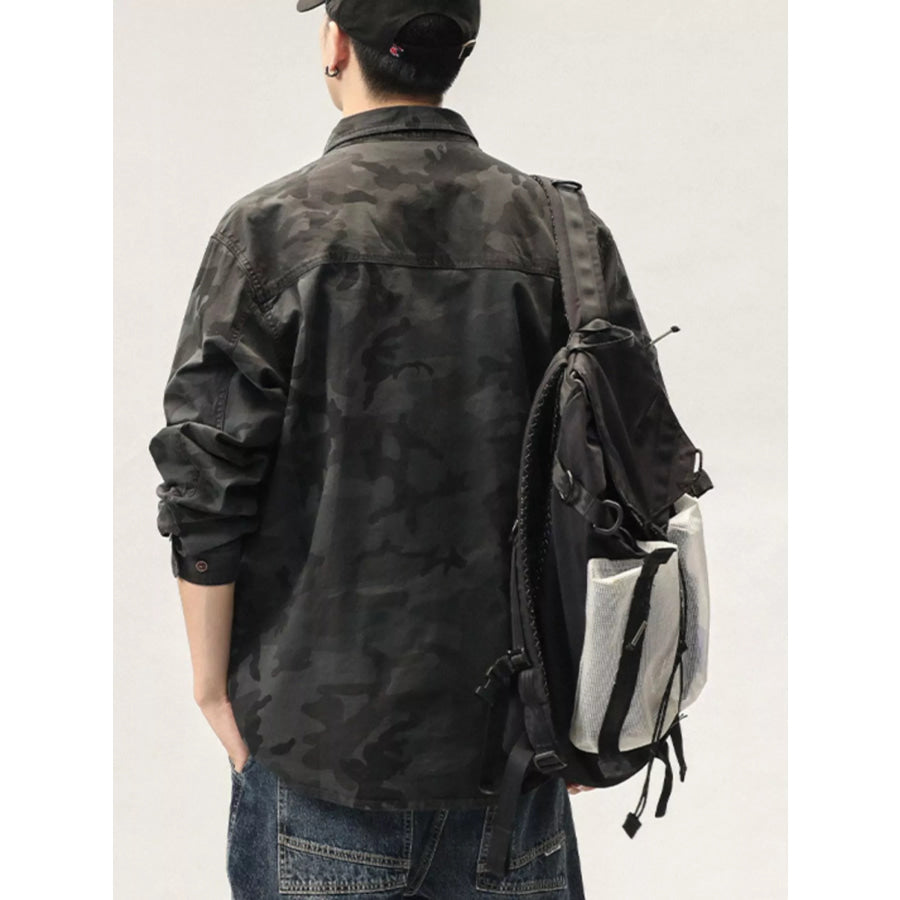 Men’s Plus Size Casual Camouflage Cargo Shirt Apparel and Accessories