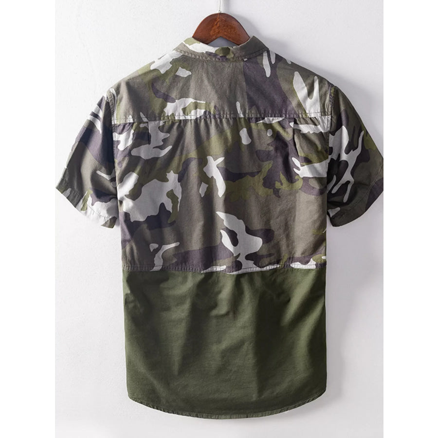 Men’s Plus Size Casual Camouflage Short Sleeve Shirt Apparel and Accessories