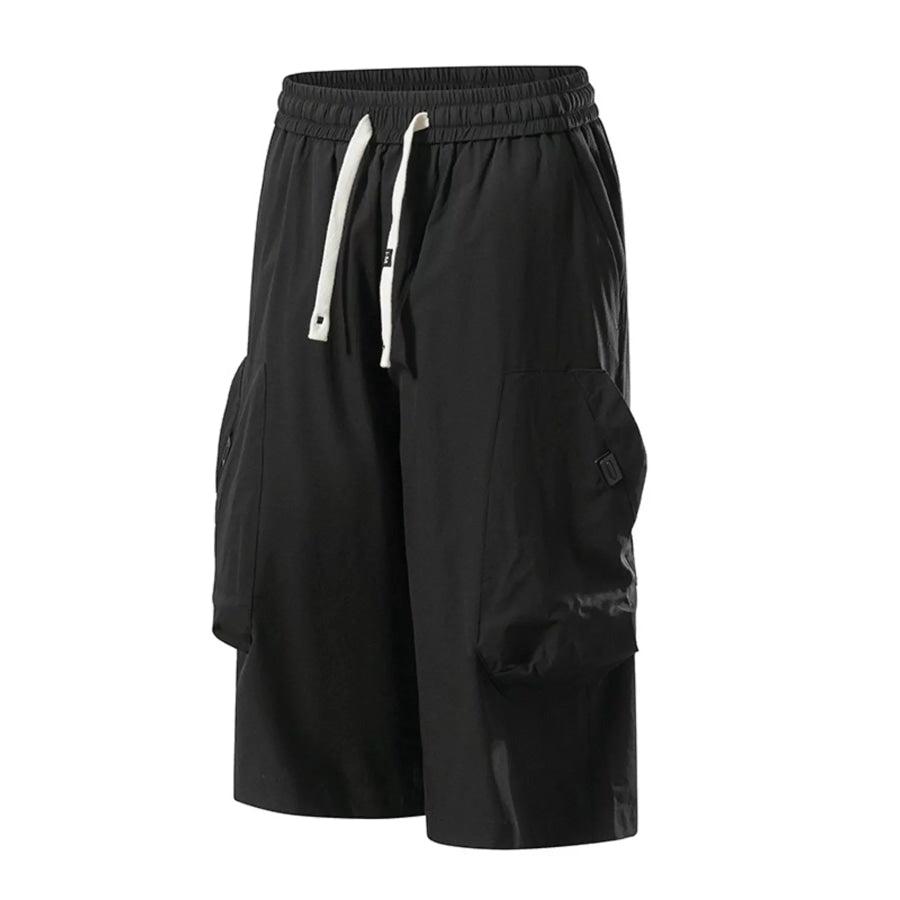 Men’s Plus Size Casual Cargo Capris with Drawstring Waist Apparel and Accessories