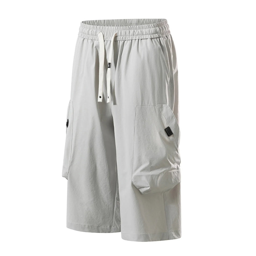 Men’s Plus Size Casual Cargo Capris with Drawstring Waist Apparel and Accessories