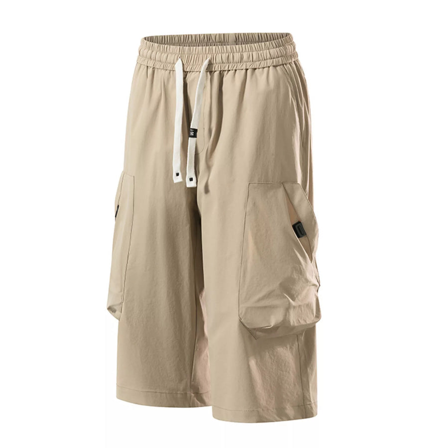Men’s Plus Size Casual Cargo Capris with Drawstring Waist Apparel and Accessories