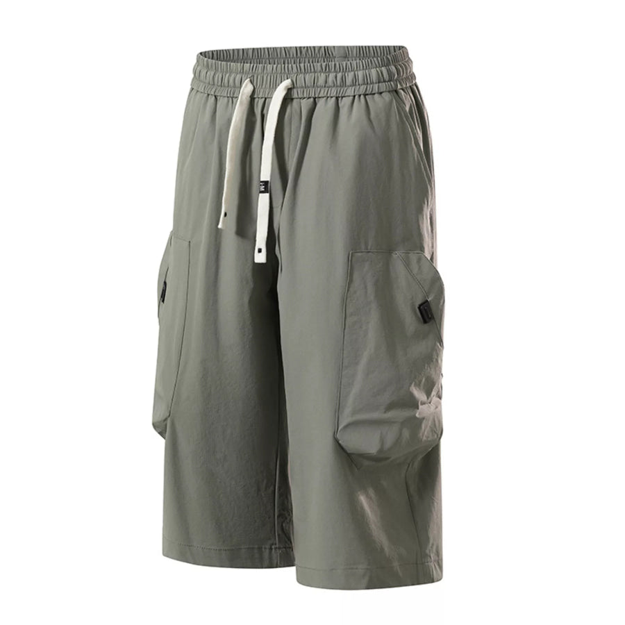 Men’s Plus Size Casual Cargo Capris with Drawstring Waist Apparel and Accessories