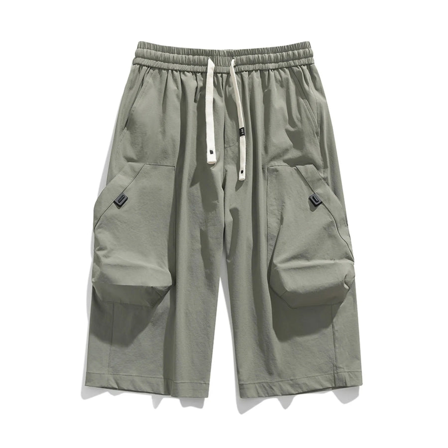 Men’s Plus Size Casual Cargo Capris with Drawstring Waist Green / M Apparel and Accessories