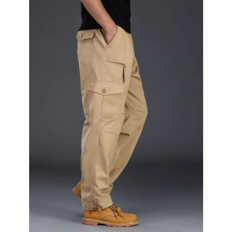 Men’s Plus Size Casual Cargo Pants Khaki / M Apparel and Accessories