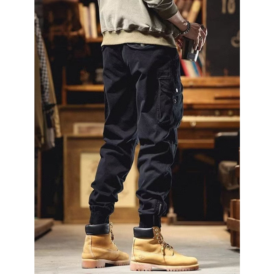 Men’s Plus Size Casual Cargo Pants with Elastic Cuff Apparel and Accessories