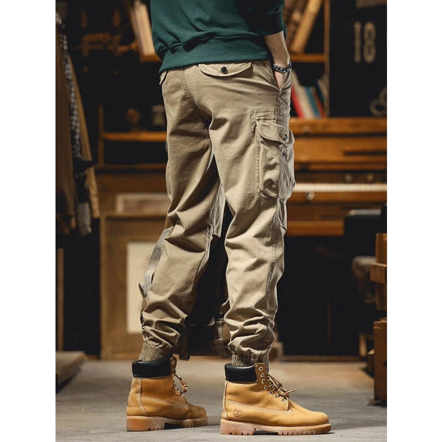Men’s Plus Size Casual Cargo Pants with Elastic Cuff Apparel and Accessories