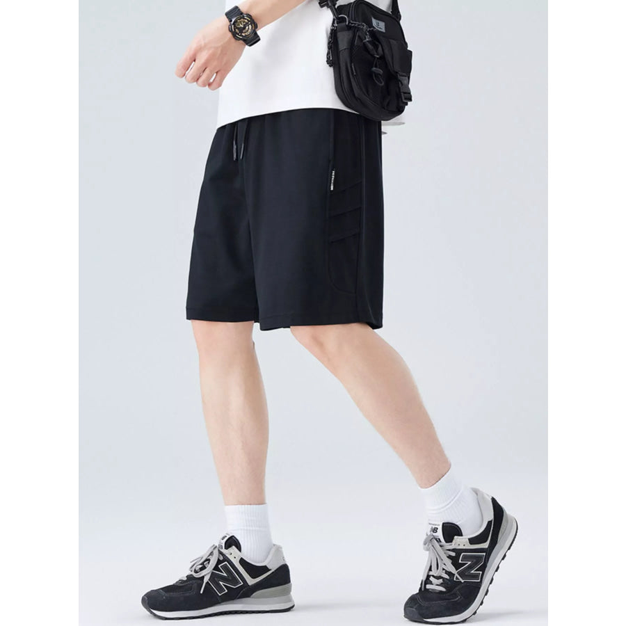 Men’s Plus Size Casual Cargo Shorts with Drawstring Black / M Apparel and Accessories