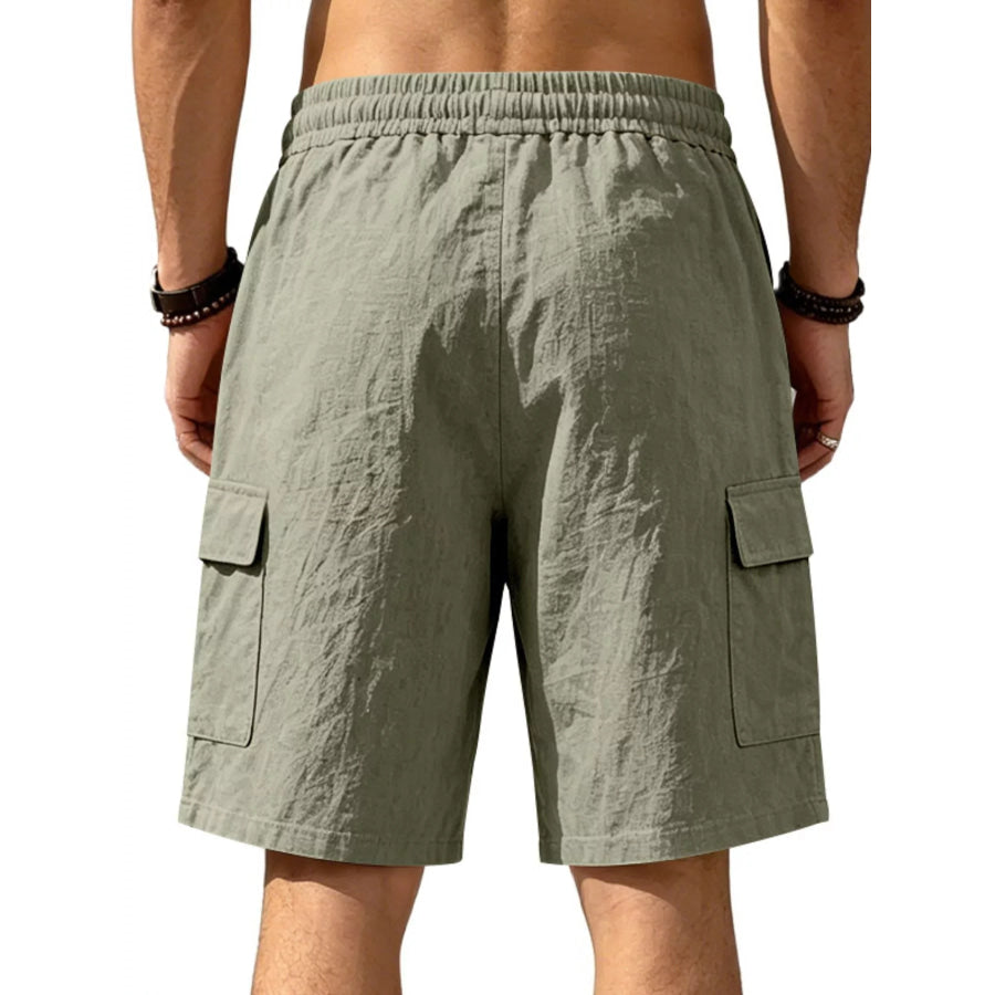 Men’s Plus Size Casual Cargo Shorts with Drawstring Waist Apparel and Accessories
