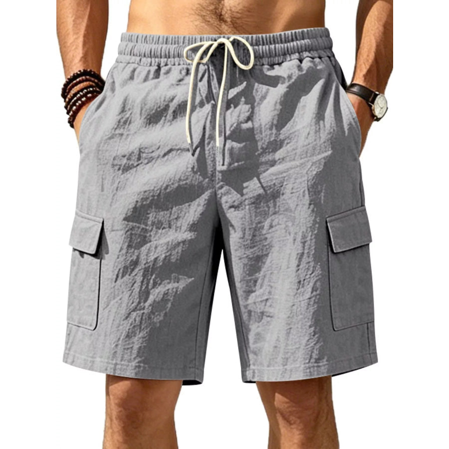 Men’s Plus Size Casual Cargo Shorts with Drawstring Waist Dark Gray / S Apparel and Accessories