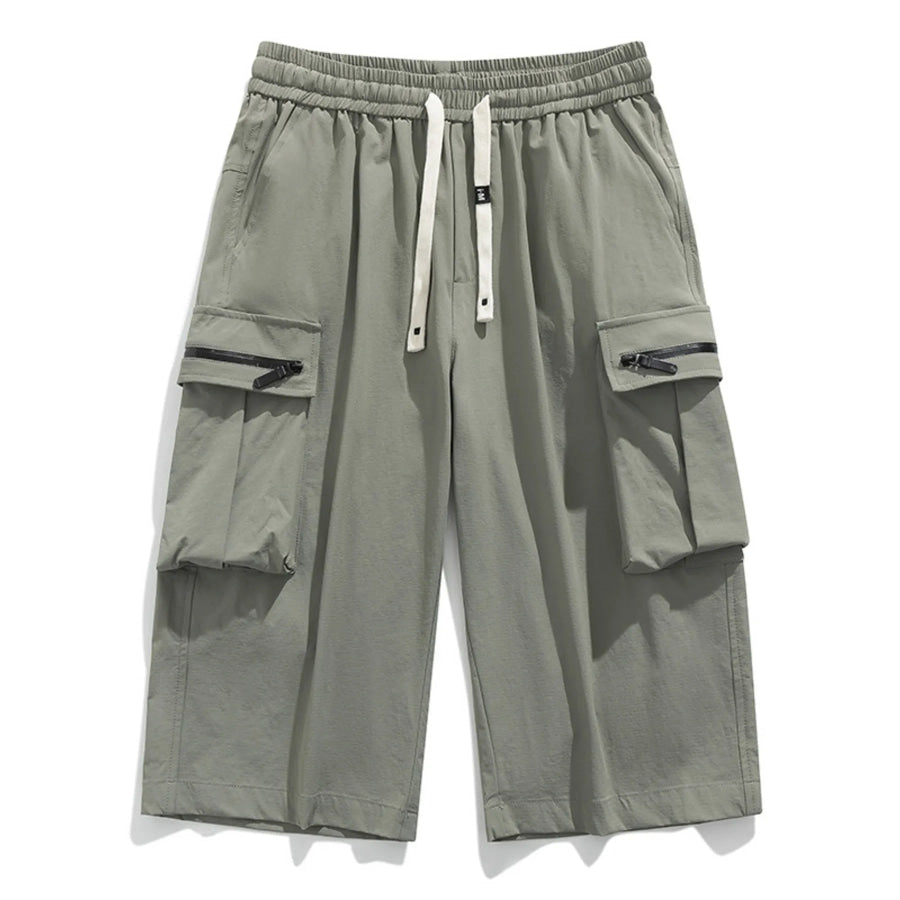 Men’s Plus Size Casual Cargo Shorts with Zipper Pockets Army Green / M Apparel and Accessories