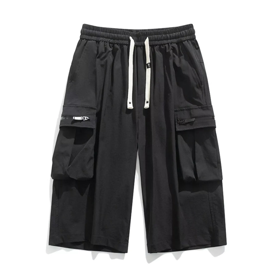 Men’s Plus Size Casual Cargo Shorts with Zipper Pockets Black / M Apparel and Accessories