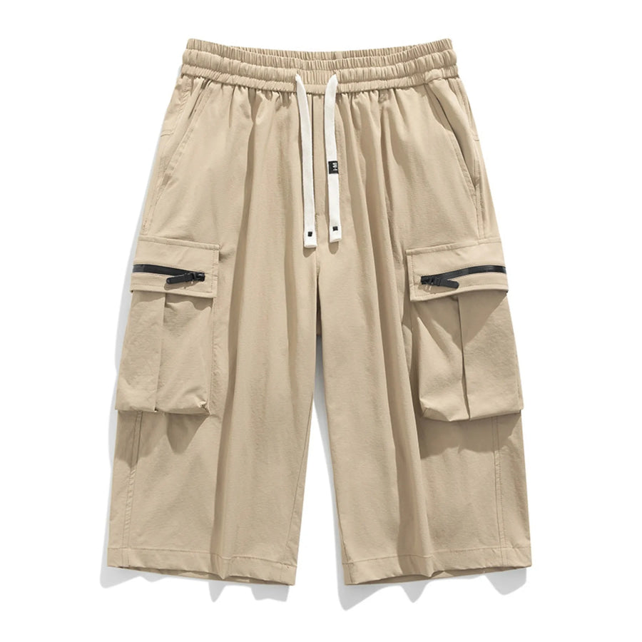 Men’s Plus Size Casual Cargo Shorts with Zipper Pockets Khaki / M Apparel and Accessories