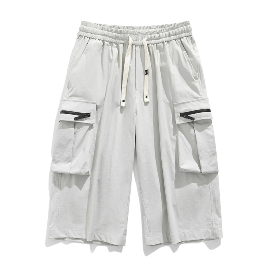 Men’s Plus Size Casual Cargo Shorts with Zipper Pockets Light Gray / M Apparel and Accessories