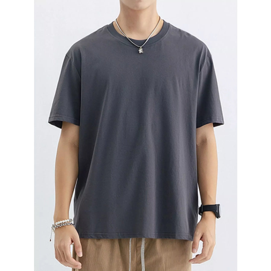Men’s Plus Size Casual Crew Neck T-Shirt Dark Gray / M Apparel and Accessories