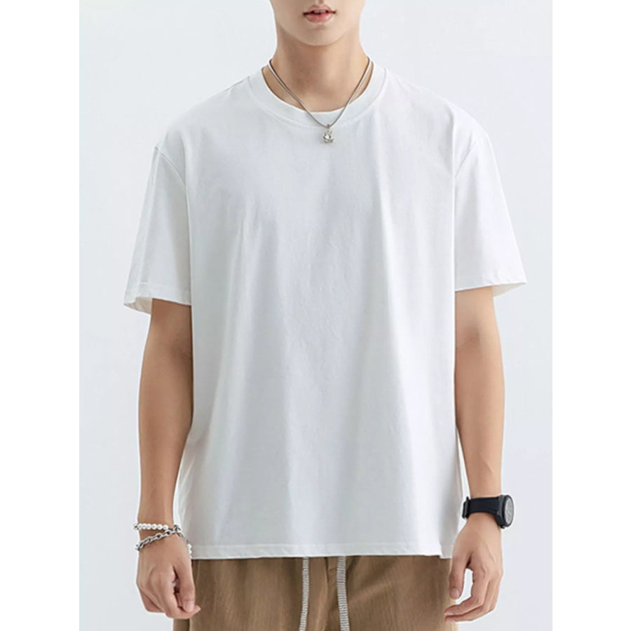 Men’s Plus Size Casual Crew Neck T-Shirt White / M Apparel and Accessories