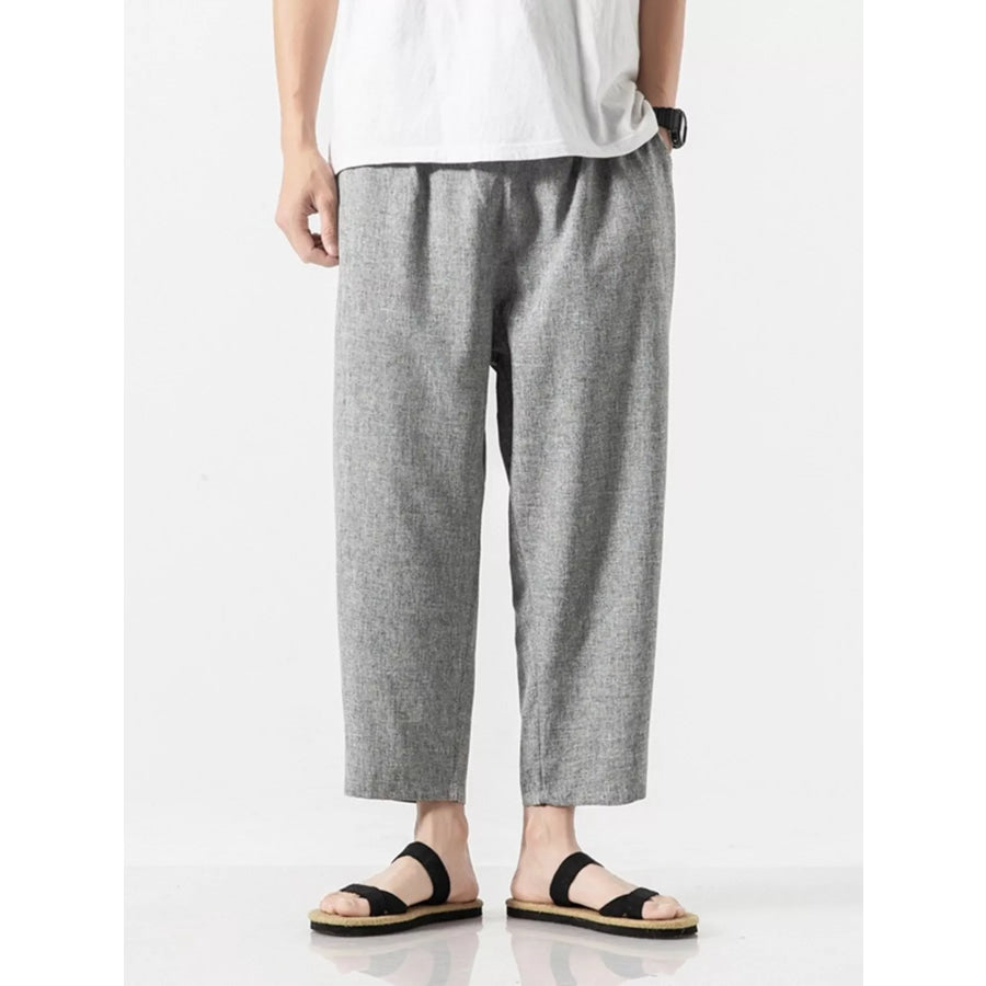 Men’s Plus Size Casual Cropped Pants Light Gray / M Apparel and Accessories
