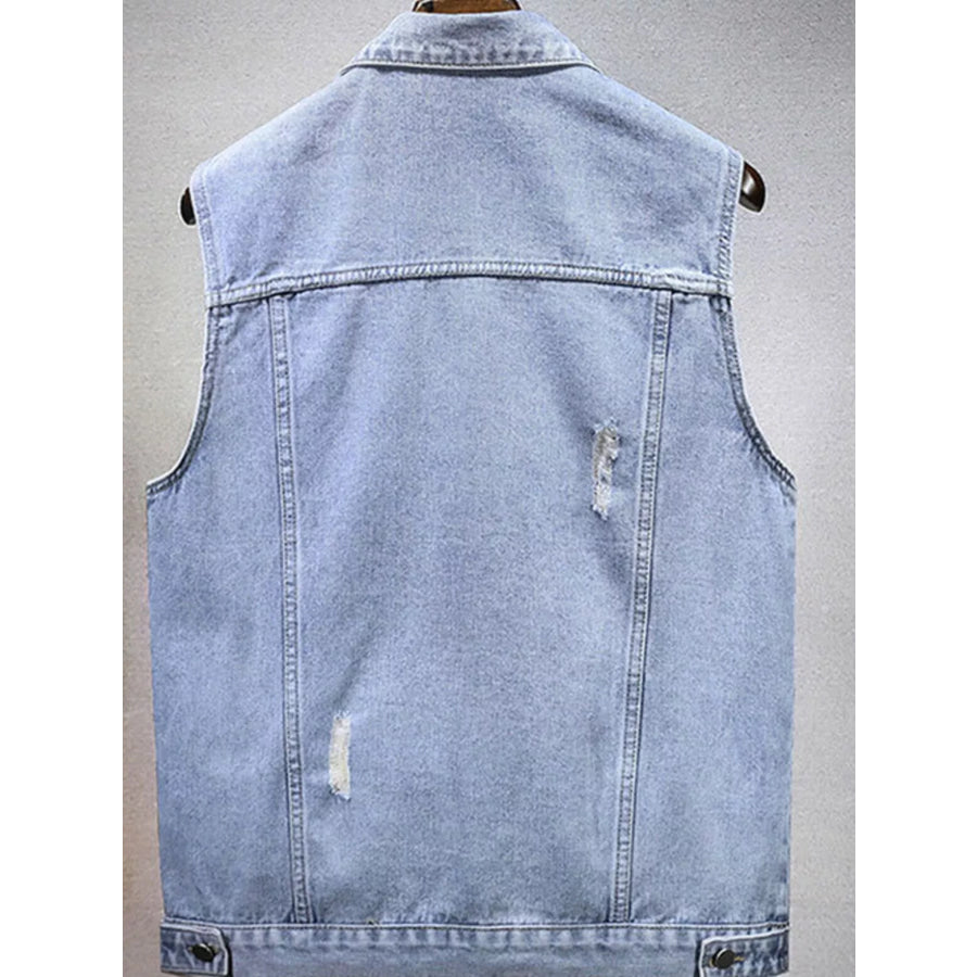 Men’s Plus Size Casual Denim Sleeveless Vest Apparel and Accessories