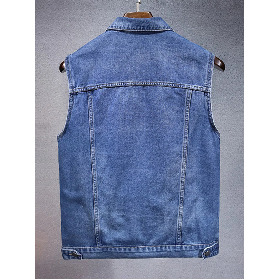 Men’s Plus Size Casual Denim Sleeveless Vest Apparel and Accessories
