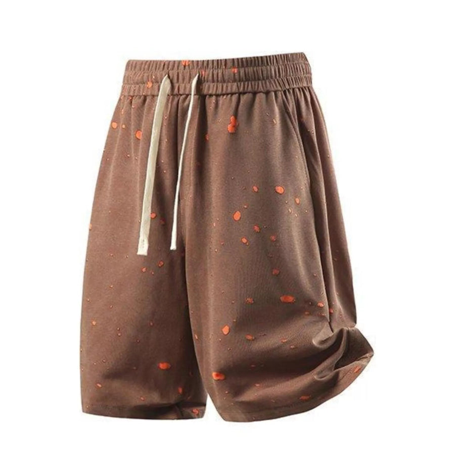 Men’s Plus Size Casual Drawstring Elastic Waist Shorts Brown / M Apparel and Accessories