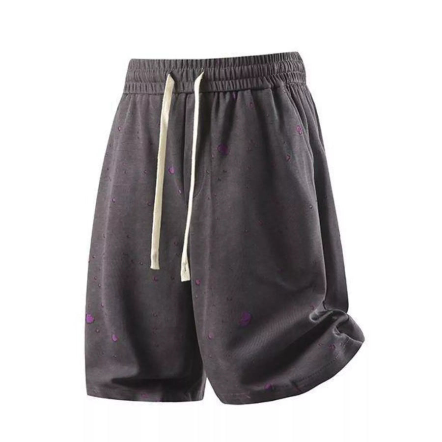 Men’s Plus Size Casual Drawstring Elastic Waist Shorts Plum Purple / M Apparel and Accessories