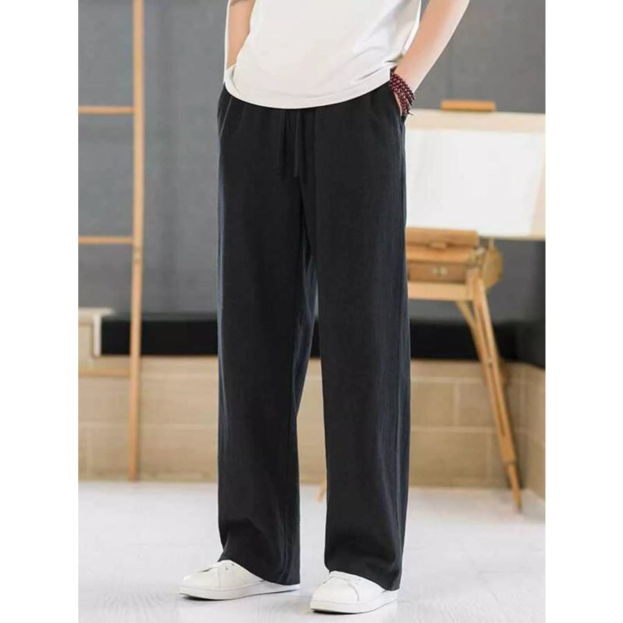 Men’s Plus Size Casual Drawstring Pants Black / M Apparel and Accessories