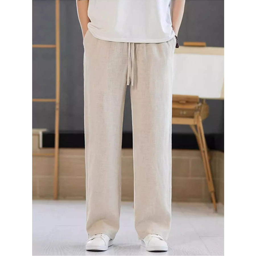Men’s Plus Size Casual Drawstring Pants Tan / M Apparel and Accessories