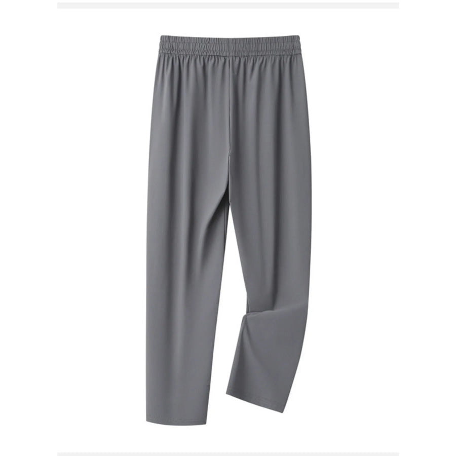 Men’s Plus Size Casual Drawstring Wide-Leg Pants Grey / M Apparel and Accessories