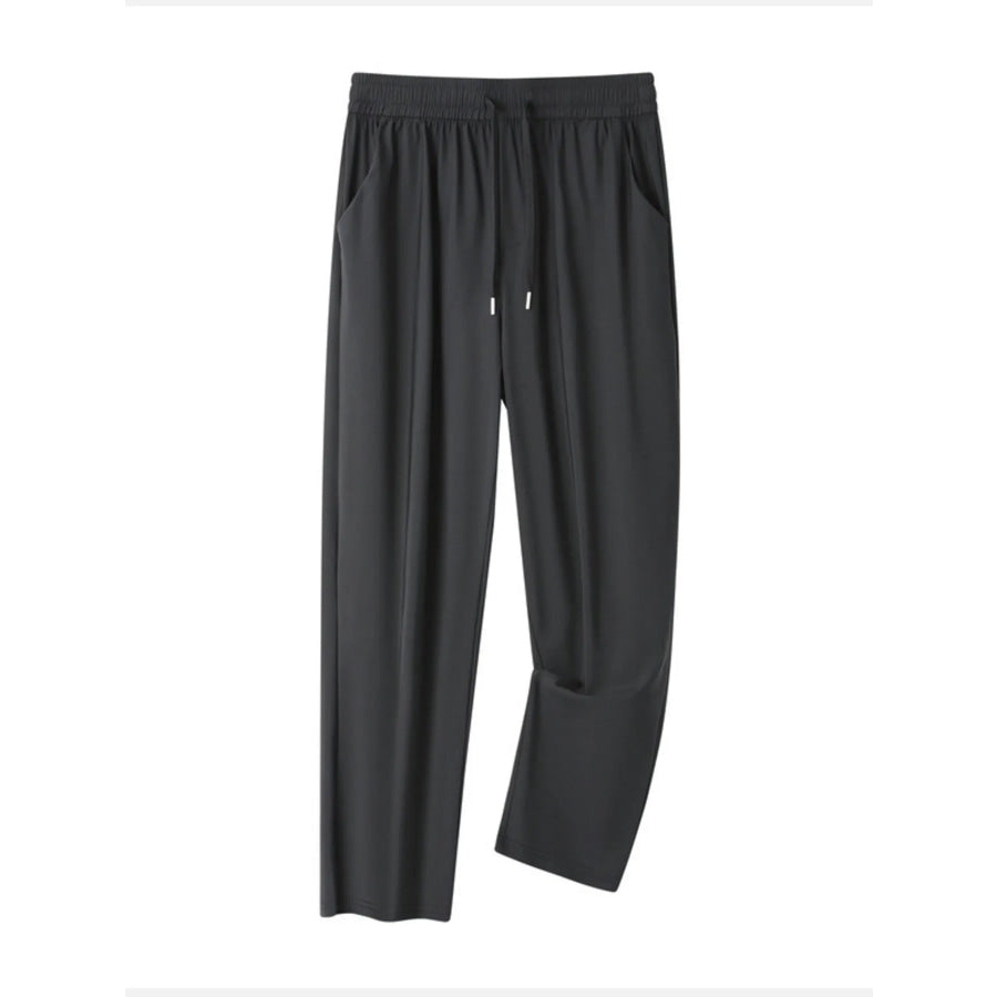 Men’s Plus Size Casual Drawstring Wide-Leg Pants Black / M Apparel and Accessories