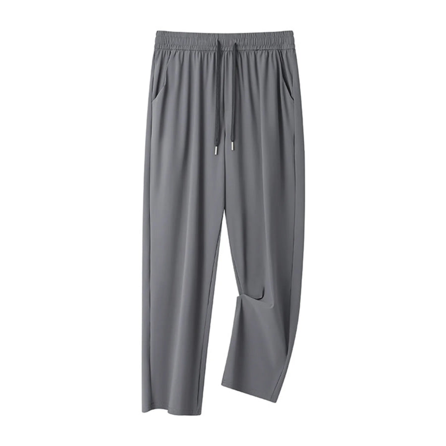 Men’s Plus Size Casual Drawstring Wide-Leg Pants Grey / M Apparel and Accessories
