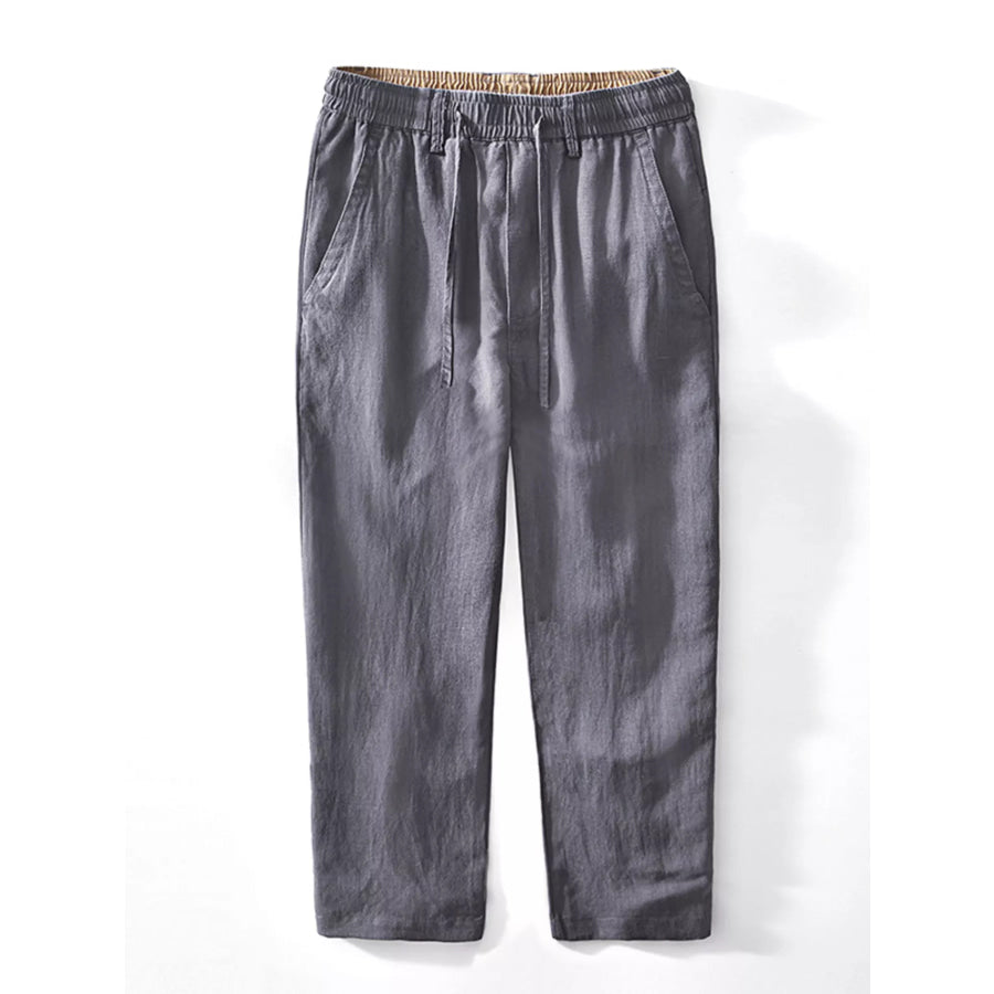 Men’s Plus Size Casual Elastic Waist Drawstring Pants Deep Khakis / M Apparel and Accessories