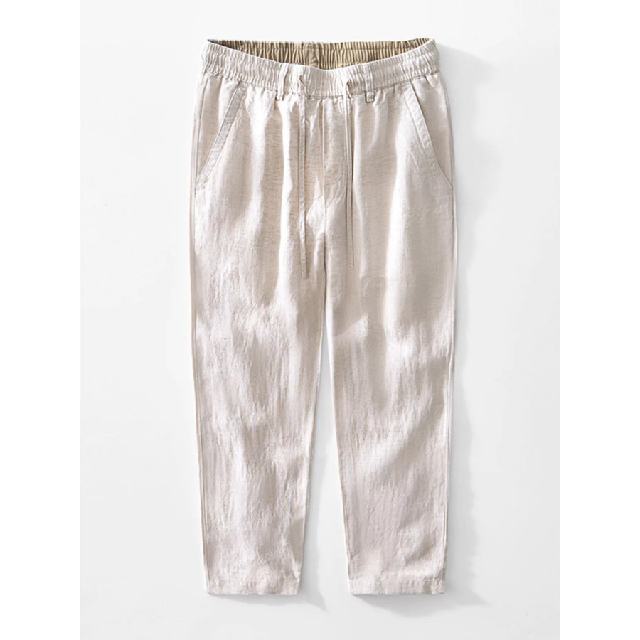 Men’s Plus Size Casual Elastic Waist Drawstring Pants Eggshell / M Apparel and Accessories