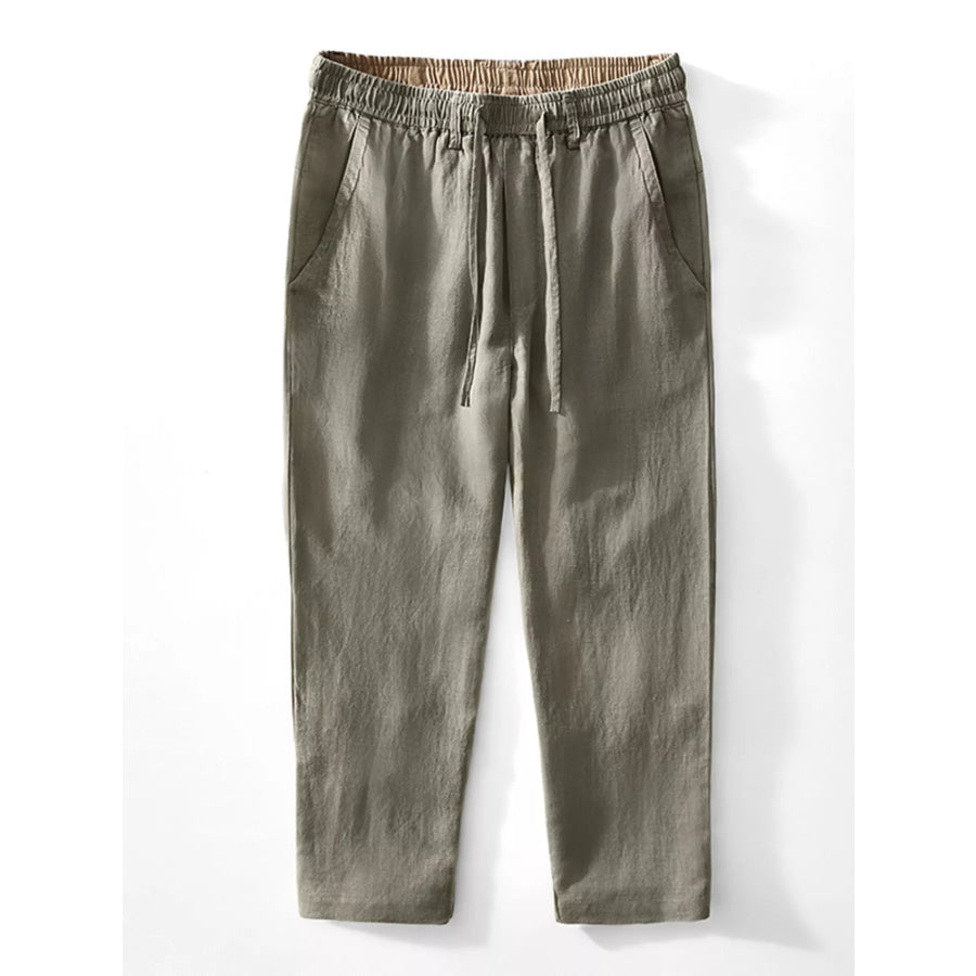 Men’s Plus Size Casual Elastic Waist Drawstring Pants Green / M Apparel and Accessories