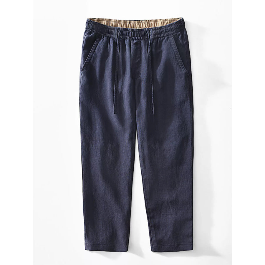 Men’s Plus Size Casual Elastic Waist Drawstring Pants Navy Blue / M Apparel and Accessories