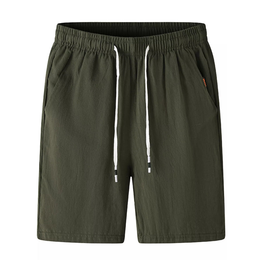 Men’s Plus Size Casual Elastic Waist Drawstring Shorts Army Green / M Apparel and Accessories