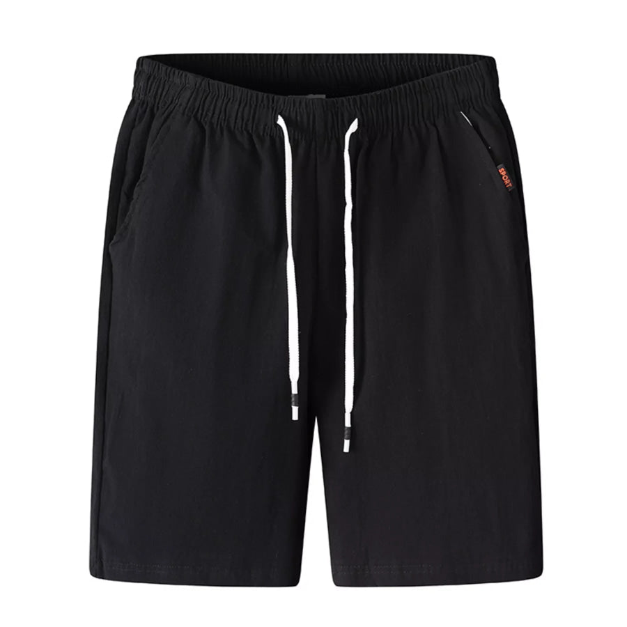 Men’s Plus Size Casual Elastic Waist Drawstring Shorts Black / M Apparel and Accessories