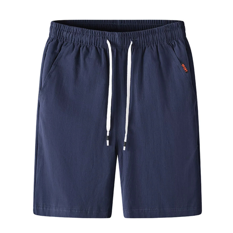Men’s Plus Size Casual Elastic Waist Drawstring Shorts Dark Blue / M Apparel and Accessories