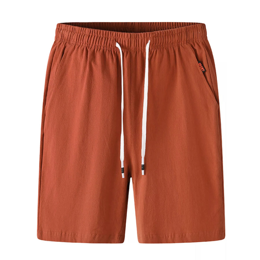 Men’s Plus Size Casual Elastic Waist Drawstring Shorts Rust / M Apparel and Accessories