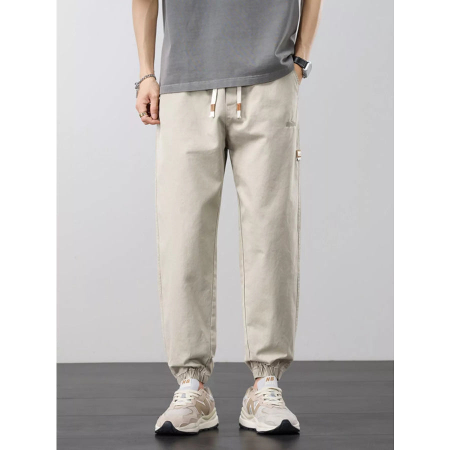 Men’s Plus Size Casual Elastic Waist Joggers Khaki / M Apparel and Accessories