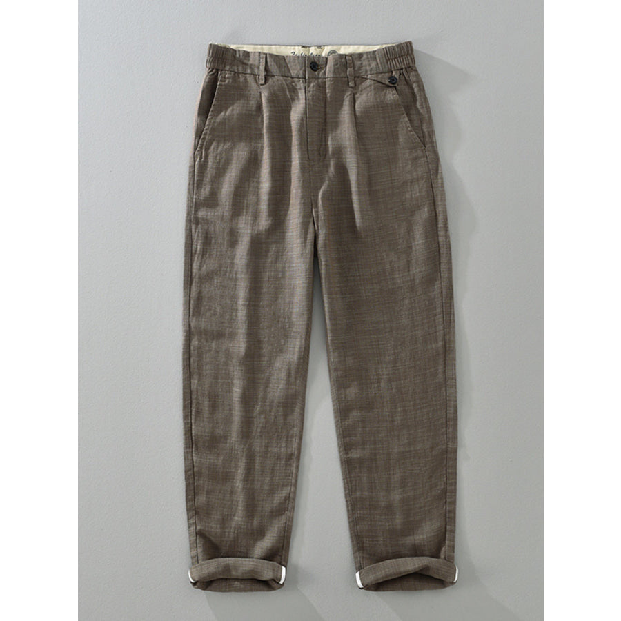 Men’s Plus Size Casual Elastic Waist Pants Brown / M Apparel and Accessories