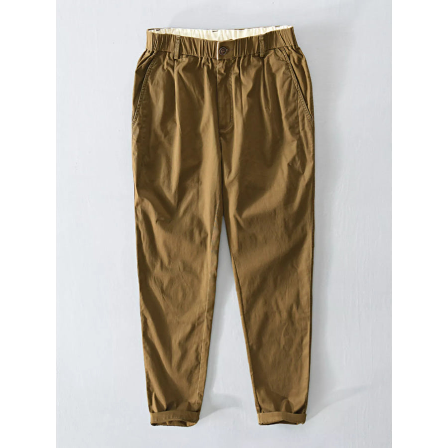 Men’s Plus Size Casual Elastic Waist Pants Coffee / M Apparel and Accessories