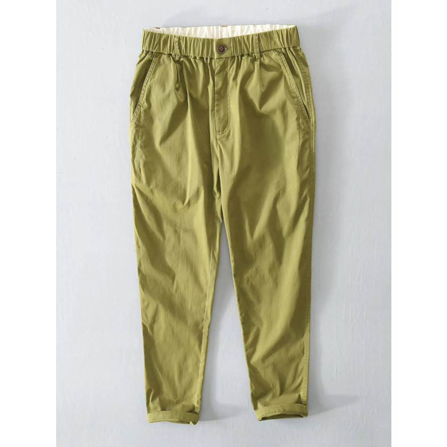 Men’s Plus Size Casual Elastic Waist Pants Green / M Apparel and Accessories