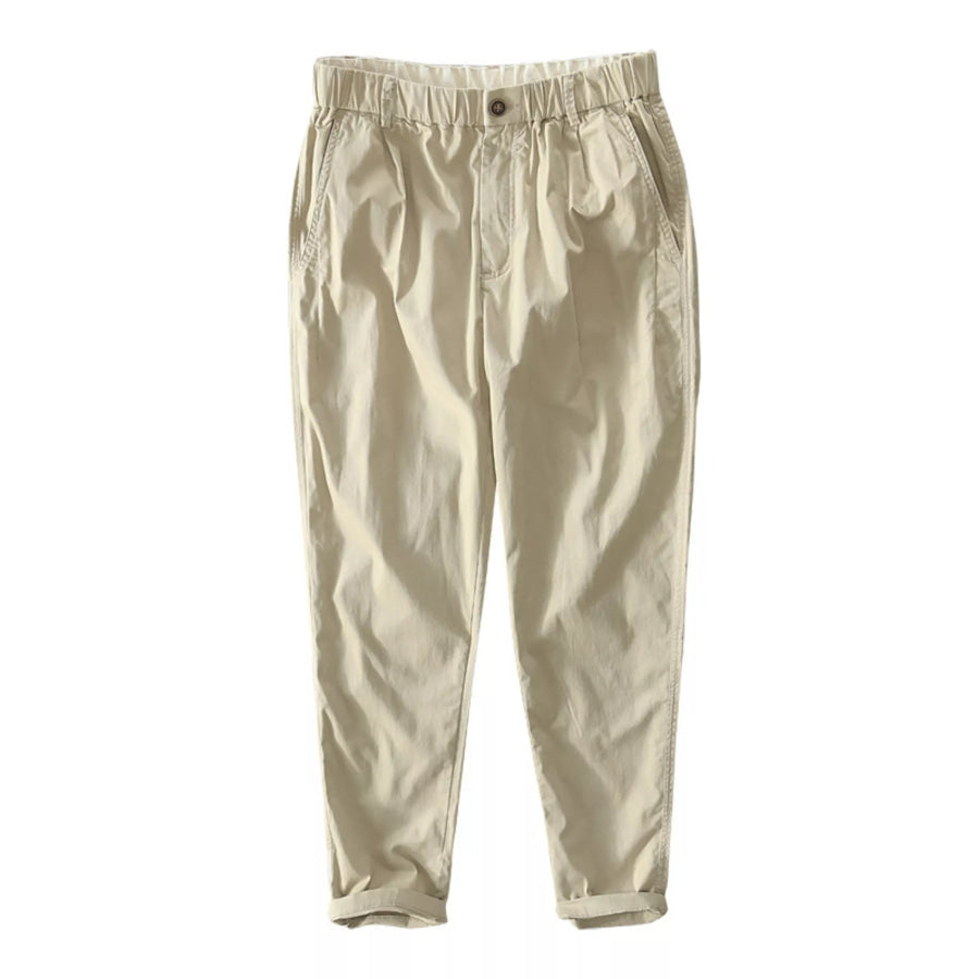 Men’s Plus Size Casual Elastic Waist Pants Khaki / M Apparel and Accessories