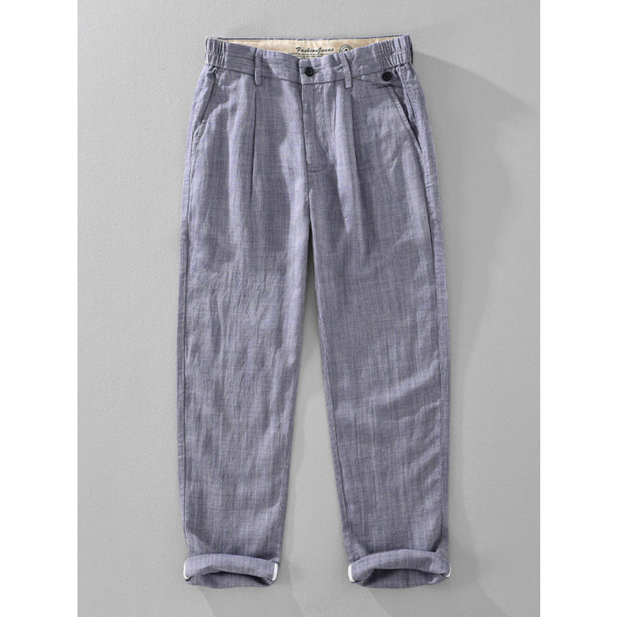 Men’s Plus Size Casual Elastic Waist Pants Purple Gray / M Apparel and Accessories