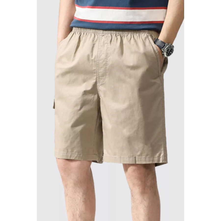 Men’s Plus Size Casual Elastic Waist Shorts Tan / L Apparel and Accessories