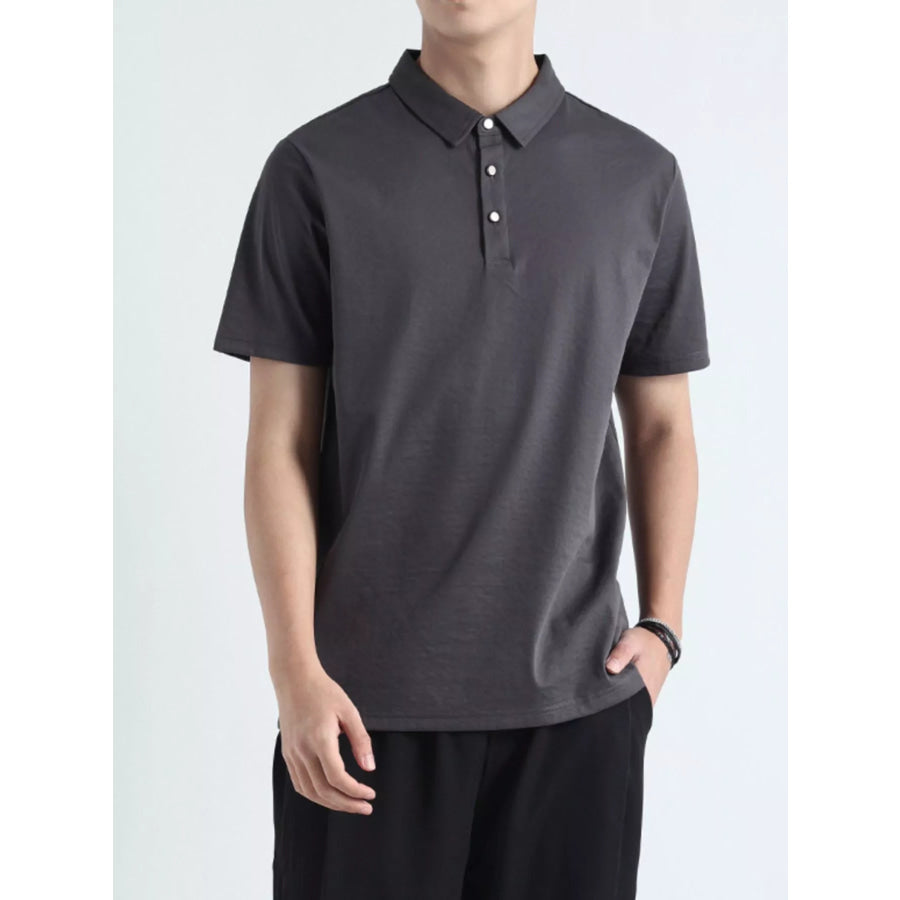 Men’s Plus Size Casual Fit Short Sleeve Polo Dark Gray / M Apparel and Accessories