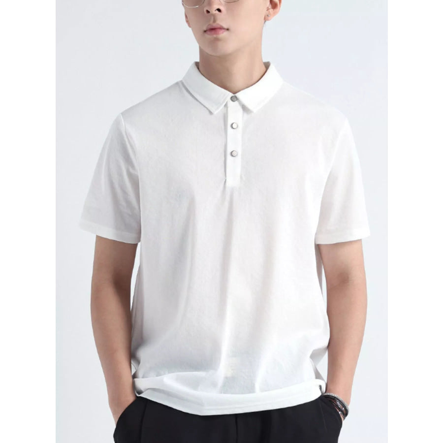 Men’s Plus Size Casual Fit Short Sleeve Polo White / M Apparel and Accessories