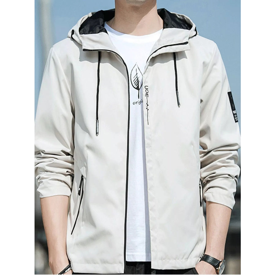 Men’s Plus Size Casual Hooded Windbreaker Jacket Khaki / M Apparel and Accessories