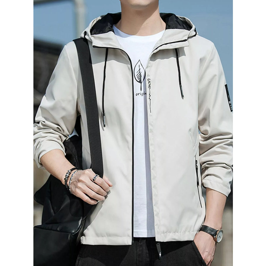 Men’s Plus Size Casual Hooded Windbreaker Jacket Khaki / M Apparel and Accessories