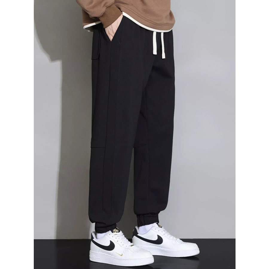 Men’s Plus Size Casual Jogger Pants with Drawstring Black / M Apparel and Accessories