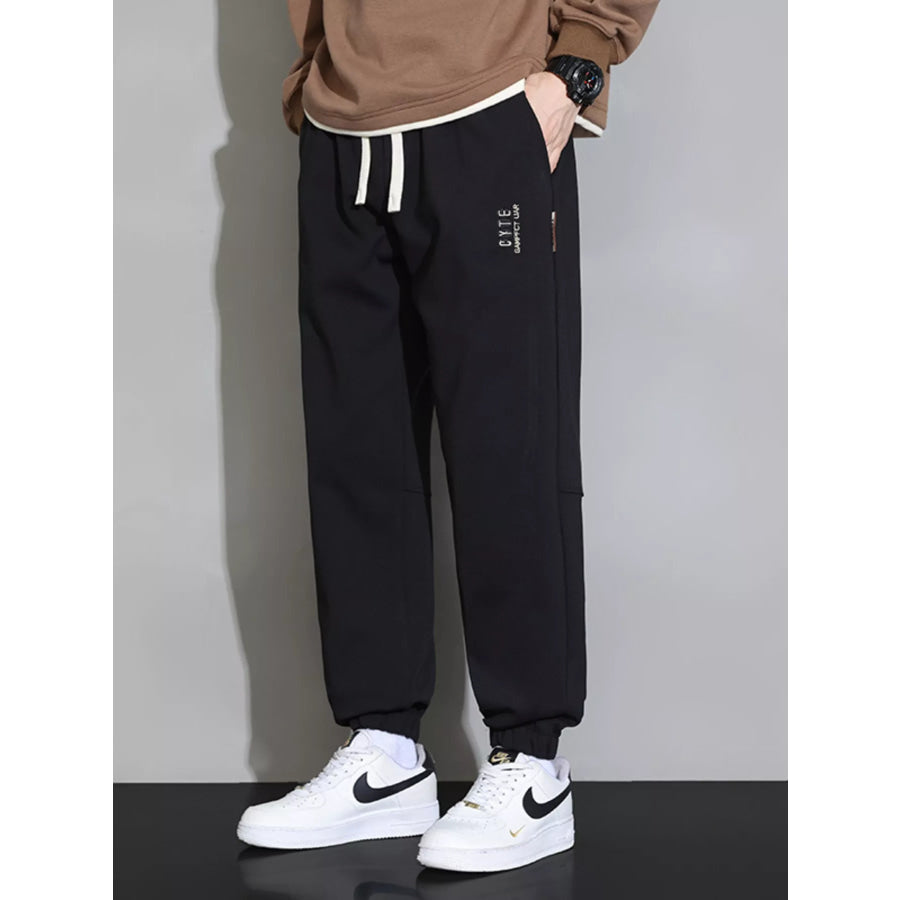 Men’s Plus Size Casual Jogger Pants with Drawstring Black / M Apparel and Accessories